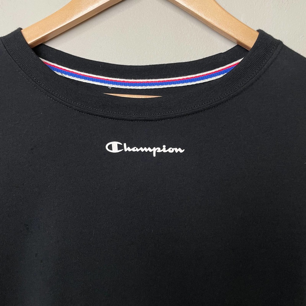 NWT Champion Heritage Long Sleeve Crew Neck Tee Black White Stripe Logo S - Picture 4 of 8
